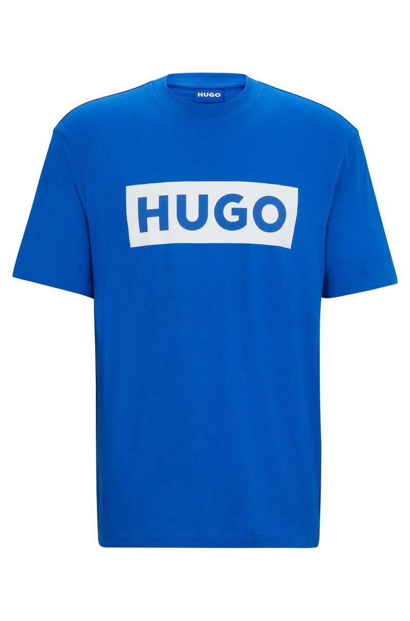 Camiseta De Algodão Jersey Com Logo Azul