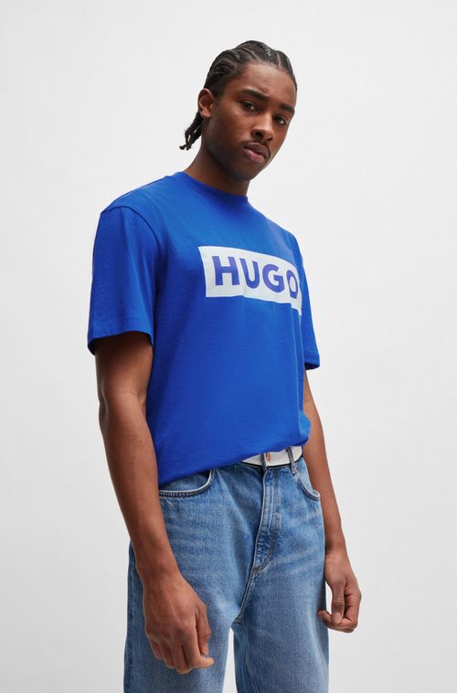Camiseta De Algodão Jersey Com Logo Azul