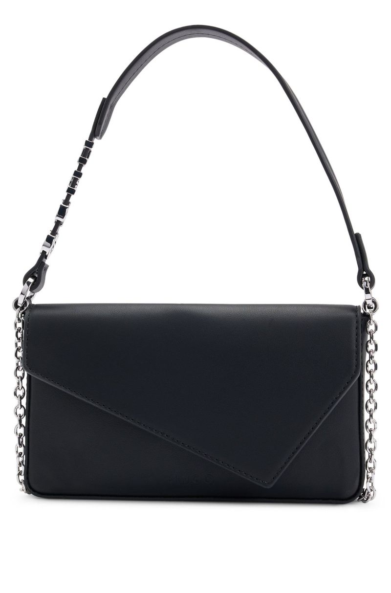 Clutch De Couro Sintético Com Alça Superior E Logo