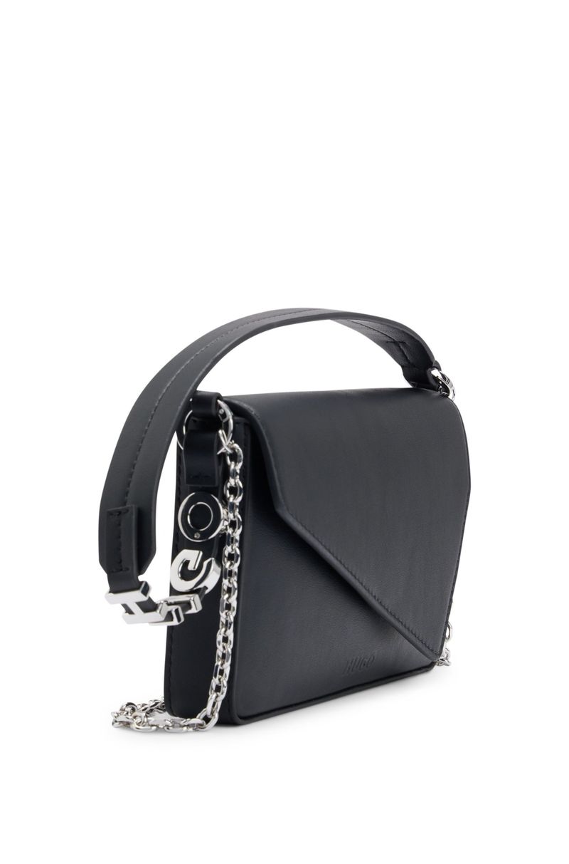 Clutch De Couro Sintético Com Alça Superior E Logo