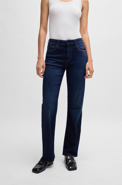 Calças Jeans Straight-Fit Em Denim Stretch