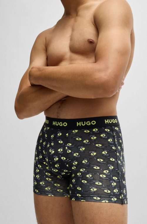 Pack De Três Boxers Longos De Algodão Elástico Com Logos