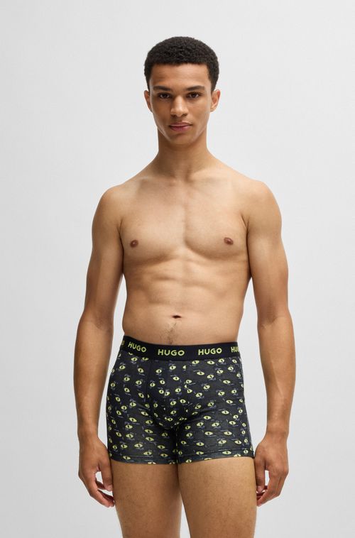 Pack De Três Boxers Longos De Algodão Elástico Com Logos