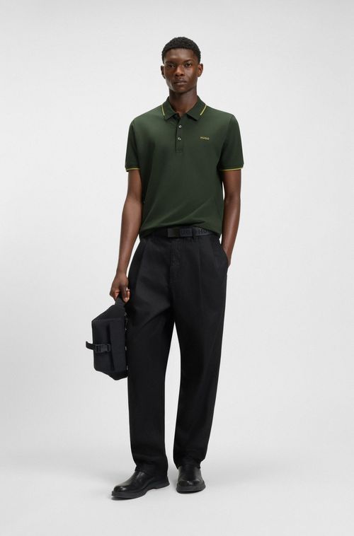 Polo De Ajuste Slim De Algodão Elástico Com Logo