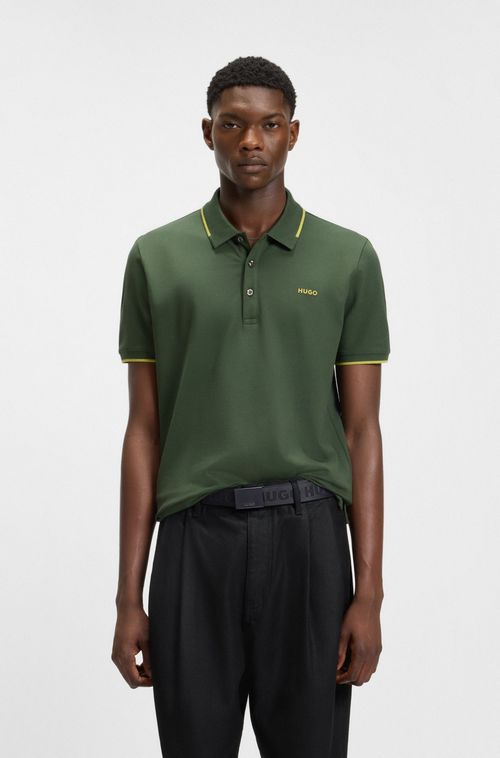 Polo De Ajuste Slim De Algodão Elástico Com Logo