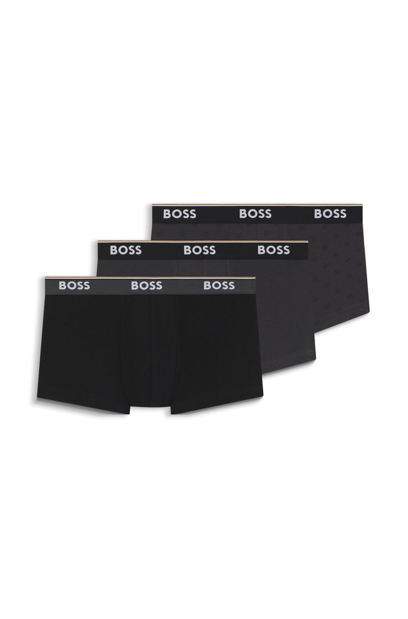 Pack De Três Cuecas De Cintura Com Logo Em Algodão Elástico