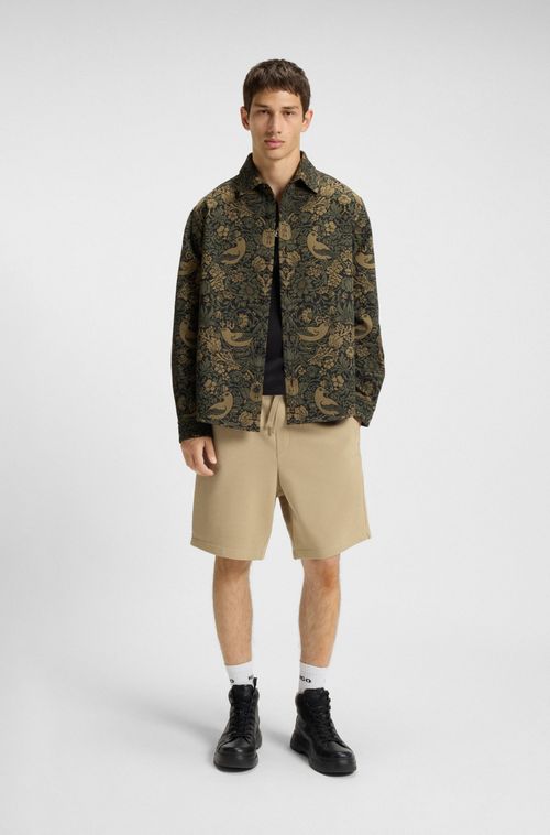 Shorts De Ajuste Descontraído Em Algodão Com Estampado De Logo