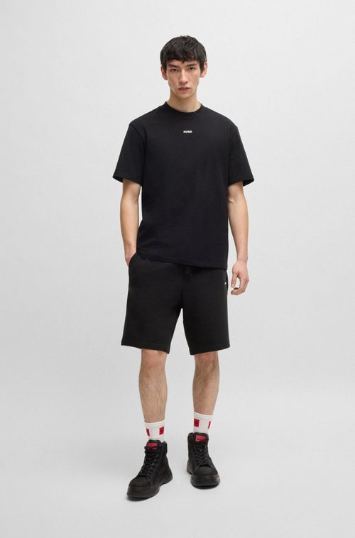 Shorts De Ajuste Descontraído Em Algodão Com Estampado De Logo