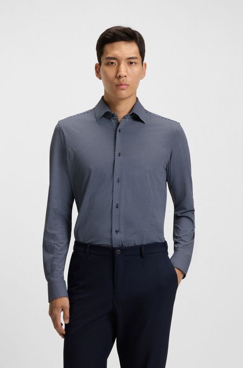 Camisa De Ajuste Slim Em Tecido Elástico De Alto Desempenho