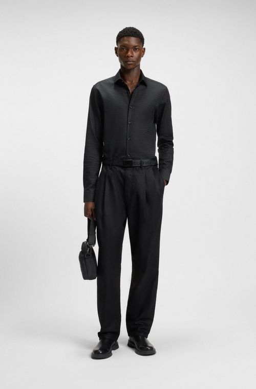 Camisa de ajuste slim com logo em jacquard