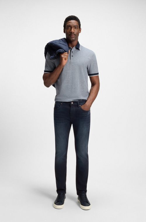 Calças jeans de ajuste slim em jeans elástica azul