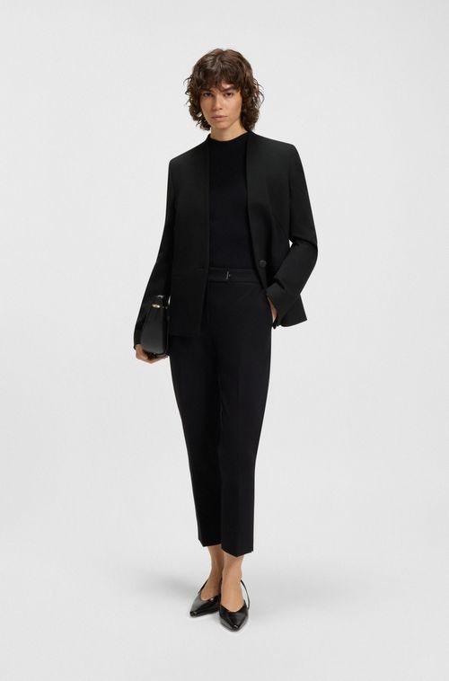 Blazer Sem Colarinho De Ajuste Regular Com Botão De Ferragens