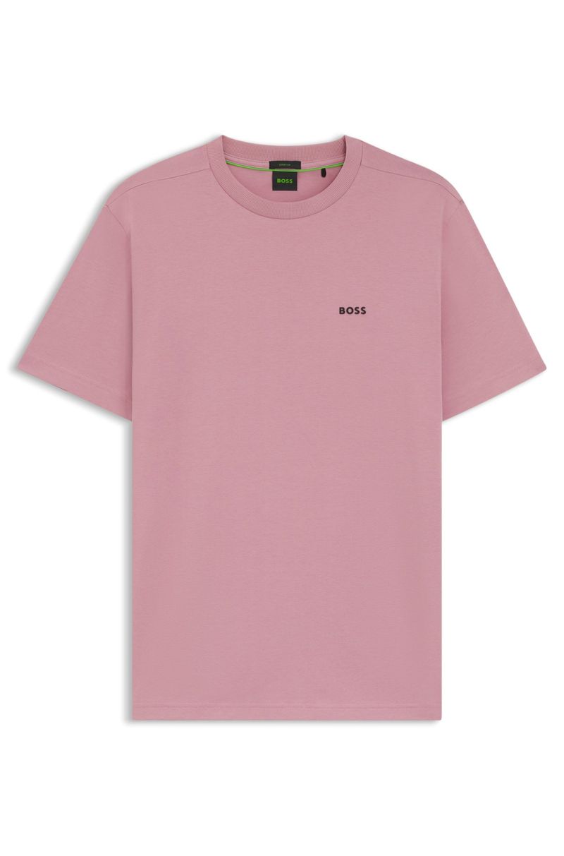Camiseta De Ajuste Regular Em Algodão Elástico Com Logo