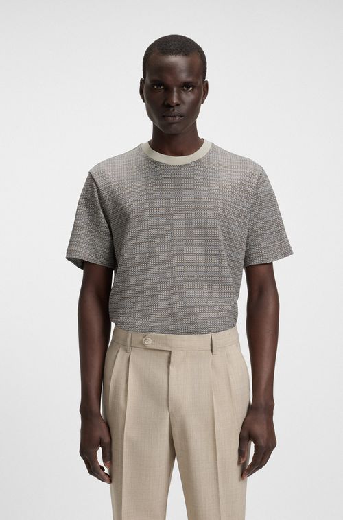 Camiseta Em Algodão Mercerizado Com Padrão Em Grelha