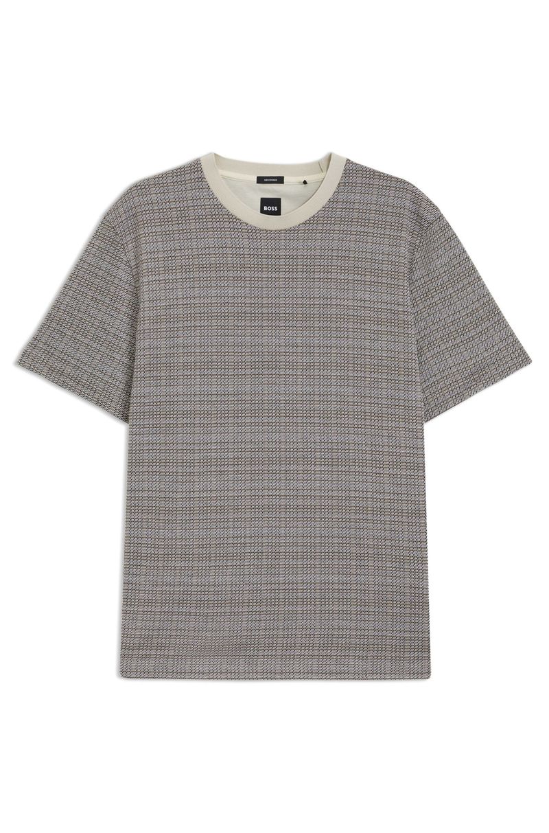 Camiseta Em Algodão Mercerizado Com Padrão Em Grelha