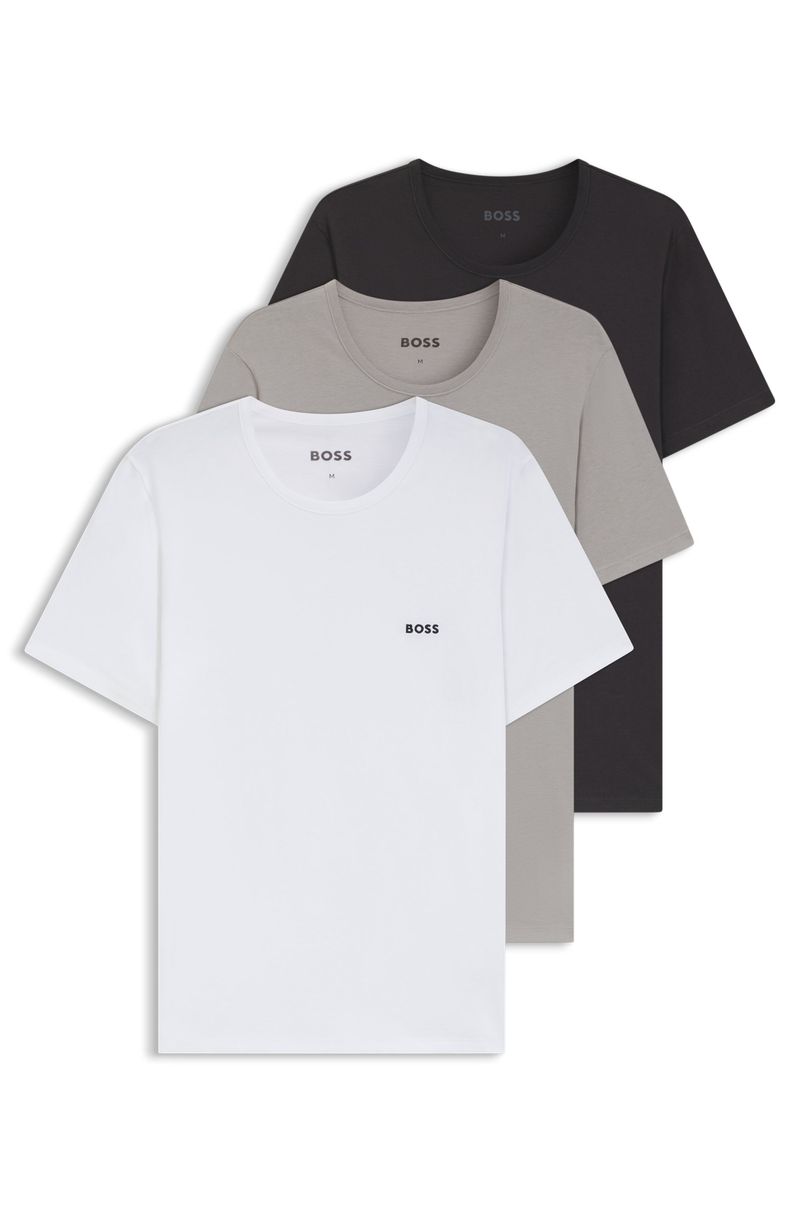 Pack De Três Camisetas Em Algodão Com Logo Bordado