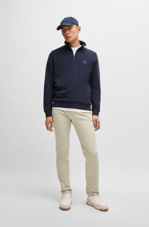 Calças Chino Com Caimento Descontraído Em Cetim De Algodão Stretch