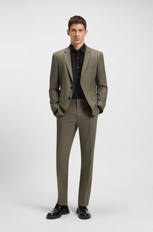 Camisa De Corte Slim Em Algodão Com Logo Empilhado