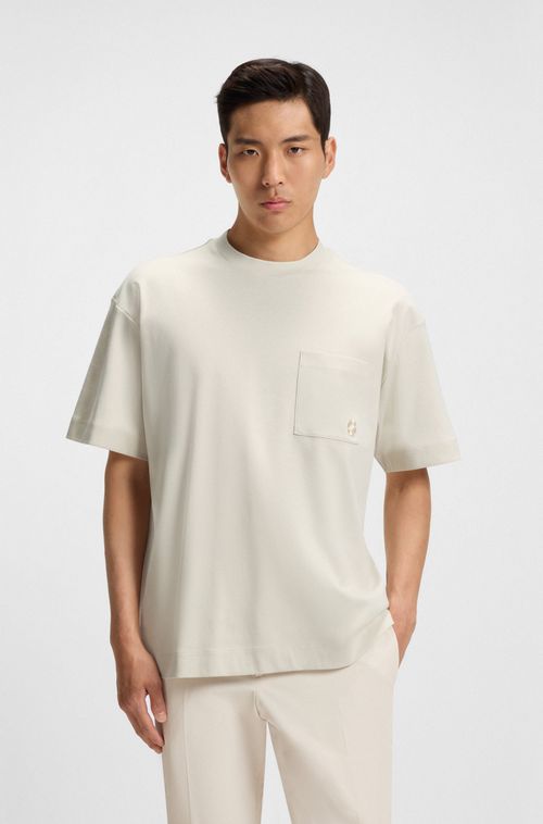 Camiseta De Algodão Mercerizado Com Monograma Double B