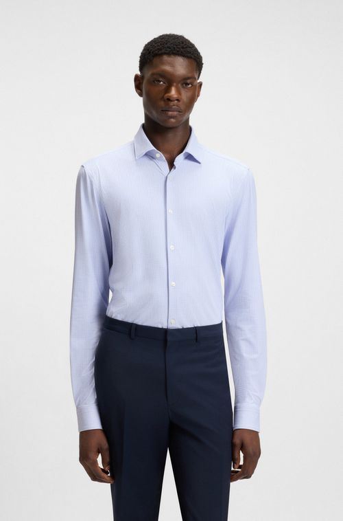 Camisa de ajuste slim estampada em jersey elástico