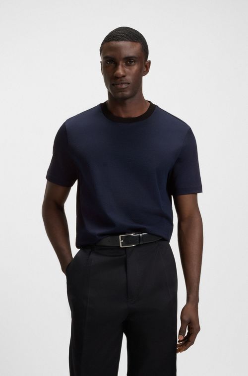 Camiseta Com Jacquard Geométrico Em Algodão Mercerizado