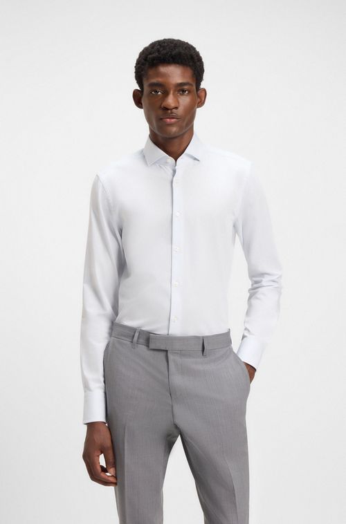 Camisa slim-fit em algodão stretch com micropadrão