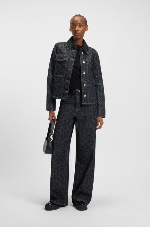 Casaco jeans com estampado a laser de monograma