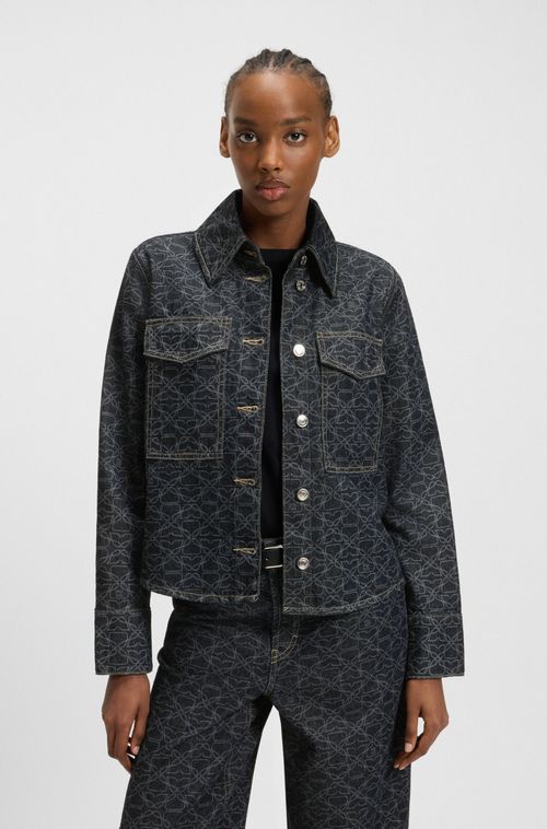 Casaco jeans com estampado a laser de monograma