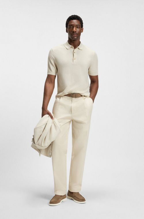 Polo Em Malha De Ajuste Regular Misturado Com Algodão