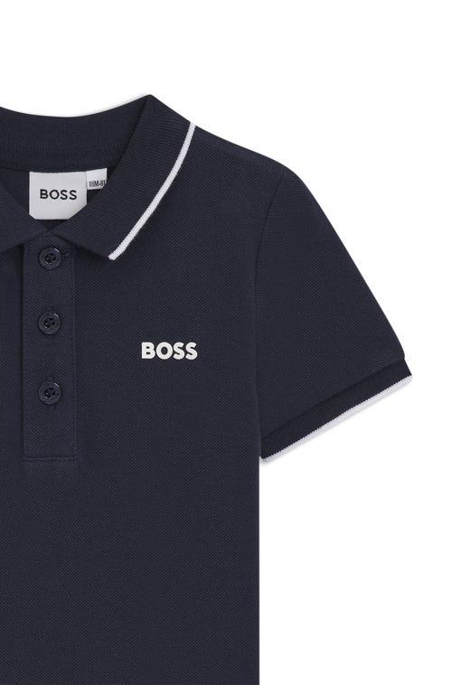 Polo Infantil Em Algodão Com Logo Estampado