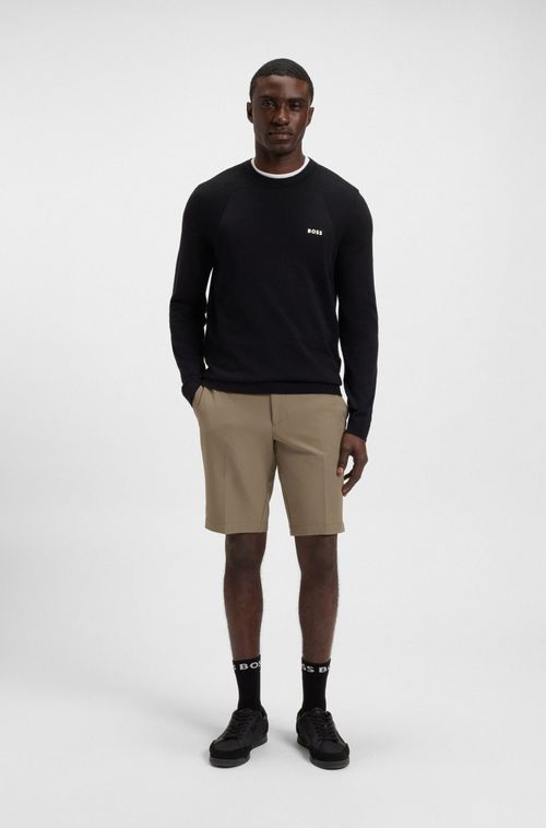 Shorts De Ajuste Slim Em Tecido Elástico