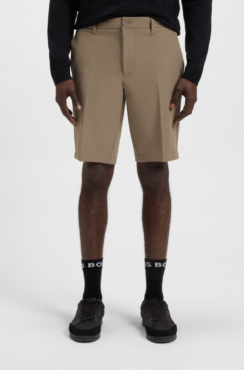 Shorts De Ajuste Slim Em Tecido Elástico