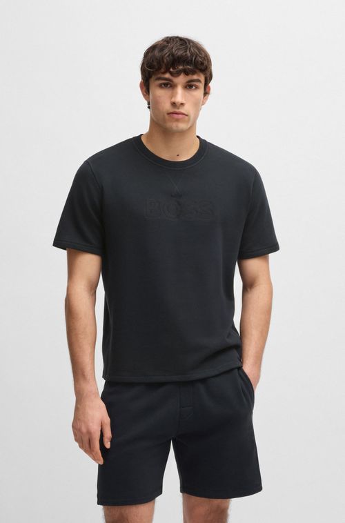 Camiseta De Algodão Com Logo Bordado