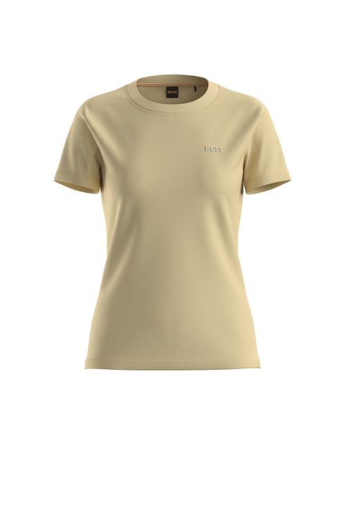 Camiseta De Algodão De Ajuste Slim Com Logo Tonal