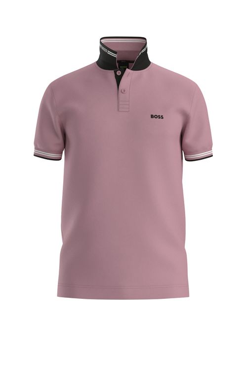 Polo De Ajuste Slim Em Algodão Elástico Com Marca