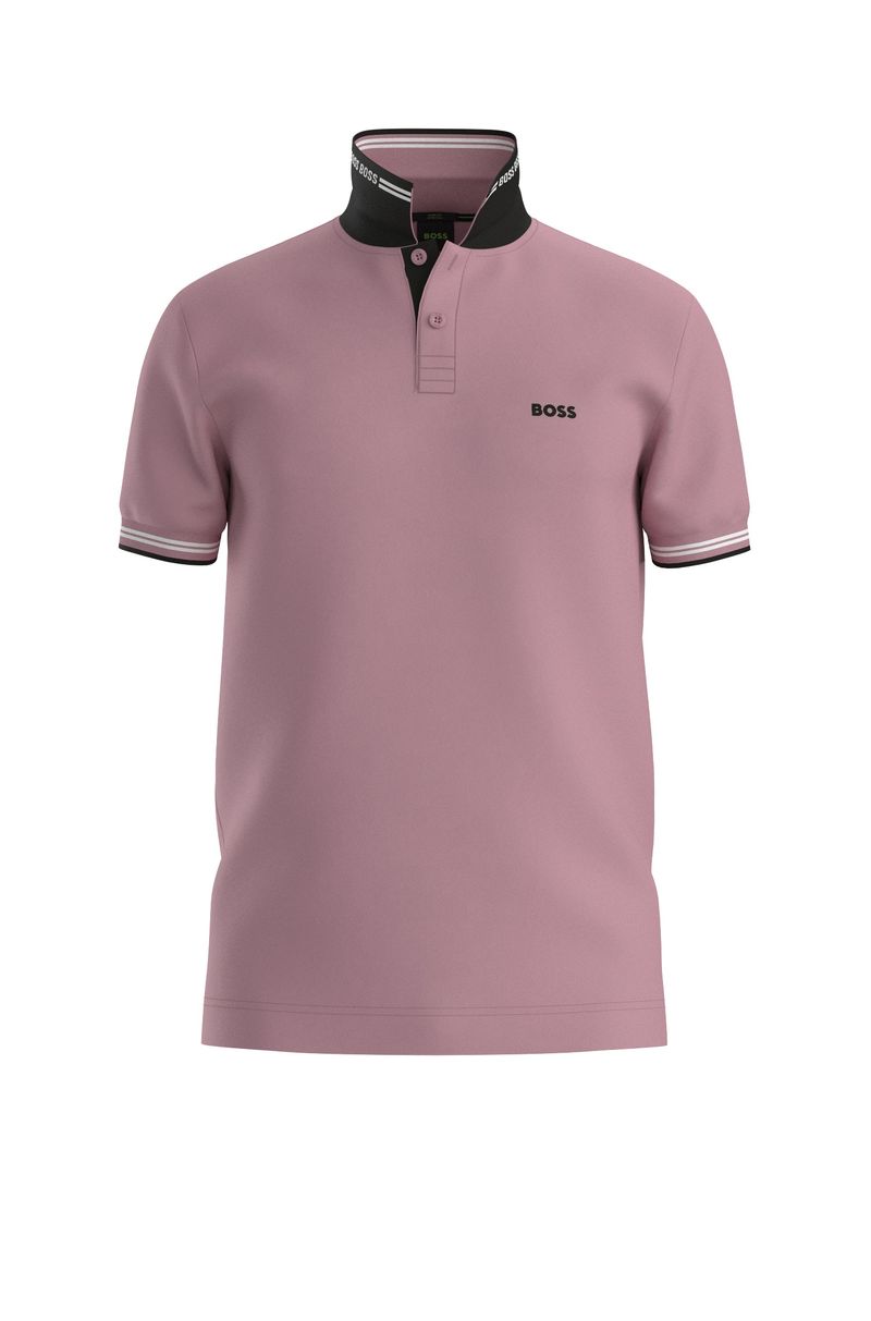 Polo De Ajuste Slim Em Algodão Elástico Com Marca