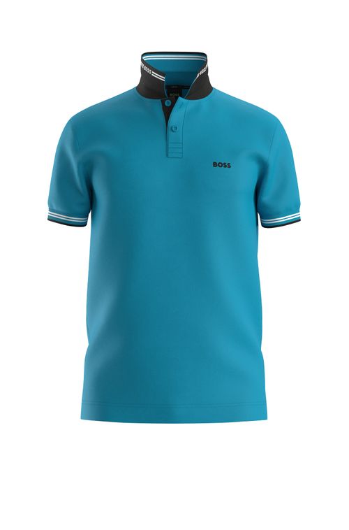 Polo De Ajuste Slim Em Algodão Elástico Com Marca