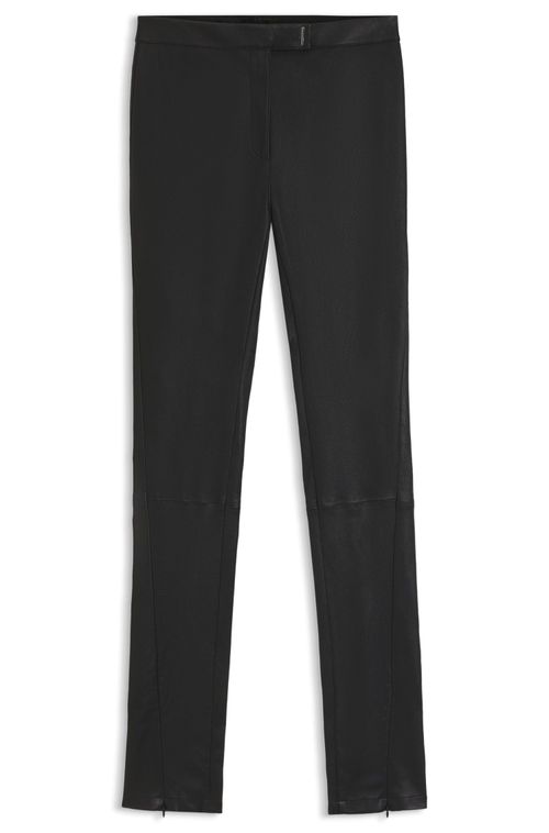 Leggings De Couro Com Fechamento De Gancho Com Logo