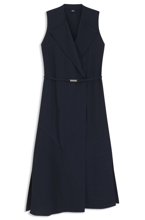 Vestido Às Riscas Com Botões Na Lateral
