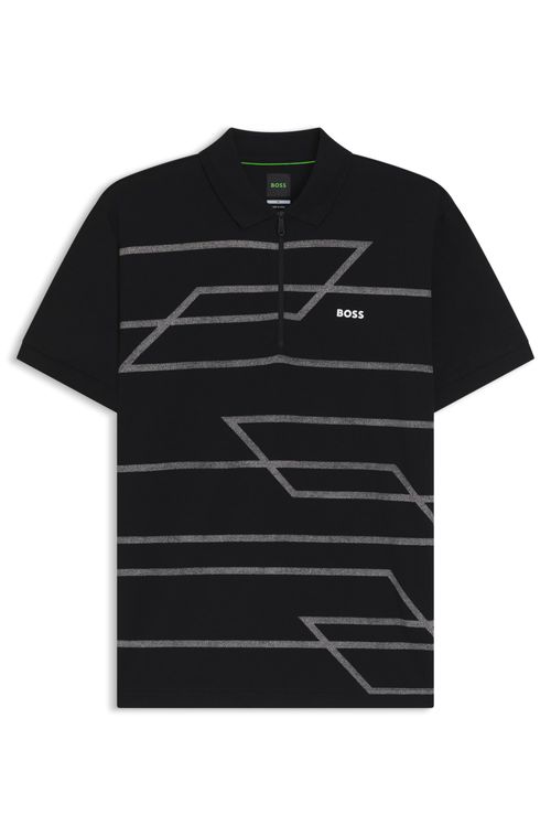 Polo De Ajuste Slim Em Algodão Com Padrão Estampado