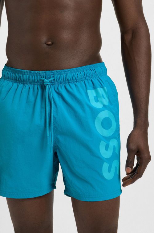 Shorts De Banho Com Logo Contrastante Em Tecido