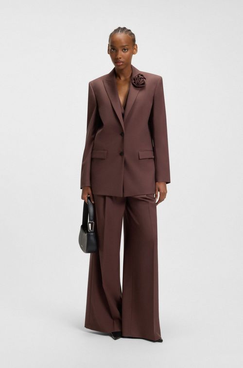 Blazer De Ajuste Descontraído Com Pregadeira De Flores