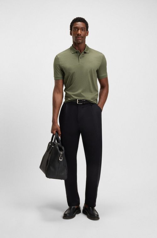 Polo De Algodão Mercerizado Com Monogramas Bicolores