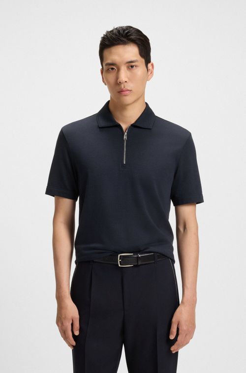 Polo Com Fecho De Zíper E Tecido Piqué