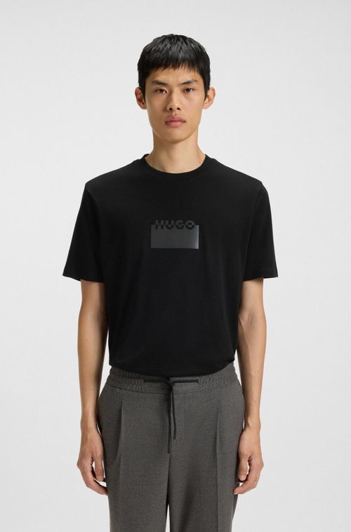 Camiseta Em Jersey De Algodão Com Logo Em Borracha