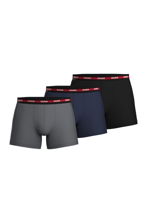 Kit Com Três Cuecas Em Algodão Stretch Com Logos