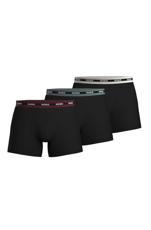 Kit Com Três Cuecas Em Algodão Stretch Com Logos