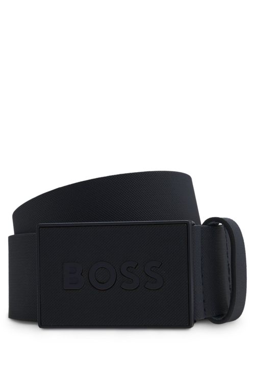 Cinto Em Couro Italiano Com Fivela De Placa Texturizada