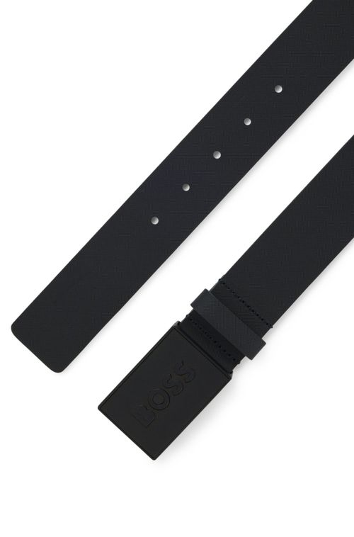 Cinto Em Couro Italiano Com Fivela De Placa Texturizada