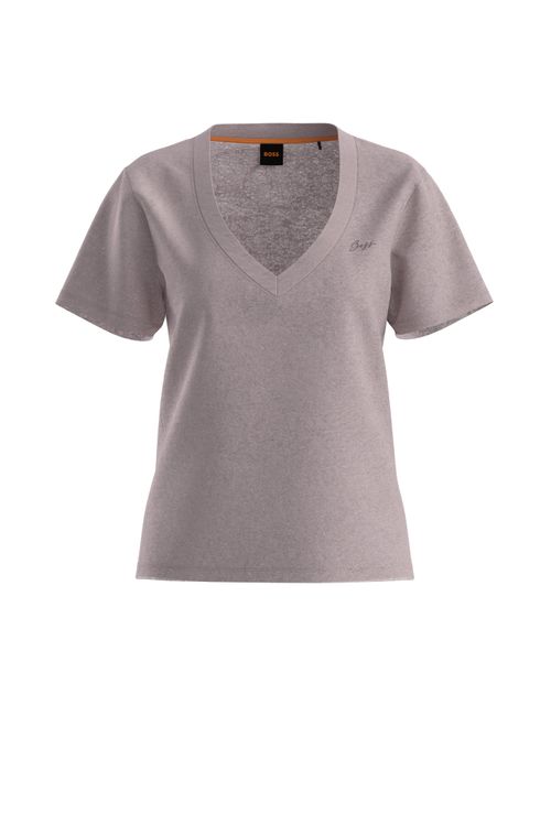 Camiseta De Gola Em V Em Linho Leve